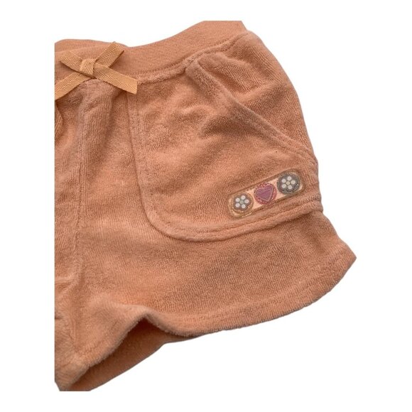 Carter's Baby Girl Orange Terry Shorts 12M With Floral & Heart Detail Pockets - Picture 6 of 6
